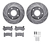 7412-48002 Drilled/Slotted Brake Rotors with Ultimate-Duty Brake Pads Kit & Hardware [Silver], 1979-1998 GM, Position: Front - image 1