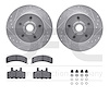 7412-48005 Drilled/Slotted Brake Rotors with Ultimate-Duty Brake Pads Kit & Hardware [Silver], 1988-1994 GM, Position: Front - image 1