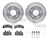 7412-48011 Drilled/Slotted Brake Rotors with Ultimate-Duty Brake Pads Kit & Hardware [Silver], 1990-2002 GM, Position: Front - image 1