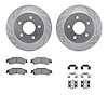 7412-48019 Drilled/Slotted Brake Rotors with Ultimate-Duty Brake Pads Kit & Hardware [Silver], 1997-2005 GM, Position: Rear - image 1