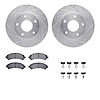 7412-48020 Drilled/Slotted Brake Rotors with Ultimate-Duty Brake Pads Kit & Hardware [Silver], 1997-2005 GM, Position: Front - image 1