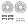 7412-48022 Drilled/Slotted Brake Rotors with Ultimate-Duty Brake Pads Kit & Hardware [Silver], 1999-2008 GM, Position: Front - image 1