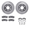 7412-48023 Drilled/Slotted Brake Rotors with Ultimate-Duty Brake Pads Kit & Hardware [Silver], 2003-2007 GM, Position: Rear - image 1