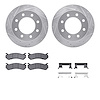7412-48026 Drilled/Slotted Brake Rotors with Ultimate-Duty Brake Pads Kit & Hardware [Silver], 1999-2009 GM, Position: Rear - image 1