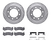 7412-48027 Drilled/Slotted Brake Rotors with Ultimate-Duty Brake Pads Kit & Hardware [Silver], 1999-2013 GM, Position: Rear - image 1