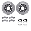 7412-48028 Drilled/Slotted Brake Rotors with Ultimate-Duty Brake Pads Kit & Hardware [Silver], 2000-2006 GM, Position: Rear - image 1