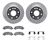 7412-48029 Drilled/Slotted Brake Rotors with Ultimate-Duty Brake Pads Kit & Hardware [Silver], 2002-2014 GM, Position: Rear - image 1