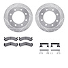 7412-48030 Drilled/Slotted Brake Rotors with Ultimate-Duty Brake Pads Kit & Hardware [Silver], 2001-2010 GM, Position: Rear - image 1