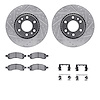 7412-48031 Drilled/Slotted Brake Rotors with Ultimate-Duty Brake Pads Kit & Hardware [Silver], 2006-2009 GM, Position: Front - image 1