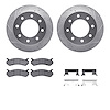 7412-48032 Drilled/Slotted Brake Rotors with Ultimate-Duty Brake Pads Kit & Hardware [Silver], 2003-2005 GM, Position: Rear - image 1