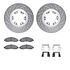 7412-48034 Drilled/Slotted Brake Rotors with Ultimate-Duty Brake Pads Kit & Hardware [Silver], 2004-2008 GM, Position: Front - image 1