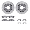 7412-48038 Drilled/Slotted Brake Rotors with Ultimate-Duty Brake Pads Kit & Hardware [Silver], 2006-2009 GM, Position: Front - image 1