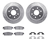 7412-48039 Drilled/Slotted Brake Rotors with Ultimate-Duty Brake Pads Kit & Hardware [Silver], 2007-2014 GM, Position: Rear - image 1