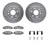 7412-48051 Drilled/Slotted Brake Rotors with Ultimate-Duty Brake Pads Kit & Hardware [Silver], 2009-2020 GM, Position: Front - image 1