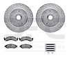 7412-54006 Drilled/Slotted Brake Rotors with Ultimate-Duty Brake Pads Kit & Hardware [Silver], 1986-1993 Ford/Lincoln/Mercury/Ma - image 1