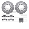 7412-54013 Drilled/Slotted Brake Rotors with Ultimate-Duty Brake Pads Kit & Hardware [Silver], 1988-1998 Ford/Lincoln/Mercury/Ma - image 1
