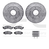 7412-54014 Drilled/Slotted Brake Rotors with Ultimate-Duty Brake Pads Kit & Hardware [Silver], 1986-1988 Ford/Lincoln/Mercury/Ma - image 1