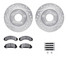 7412-54016 Drilled/Slotted Brake Rotors with Ultimate-Duty Brake Pads Kit & Hardware [Silver], 1990-1994 Ford/Lincoln/Mercury/Ma - image 1