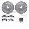 7412-54018 Drilled/Slotted Brake Rotors with Ultimate-Duty Brake Pads Kit & Hardware [Silver], 1986-1992 Ford/Lincoln/Mercury/Ma - image 1