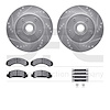 7412-54019 Drilled/Slotted Brake Rotors with Ultimate-Duty Brake Pads Kit & Hardware [Silver], 1992-1997 Ford/Lincoln/Mercury/Ma - image 1