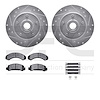 7412-54021 Drilled/Slotted Brake Rotors with Ultimate-Duty Brake Pads Kit & Hardware [Silver], 1991-1994 Ford/Lincoln/Mercury/Ma - image 1