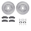 7412-54052 Drilled/Slotted Brake Rotors with Ultimate-Duty Brake Pads Kit & Hardware [Silver], 1998-2002 Ford/Lincoln/Mercury/Ma - image 1