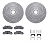 7412-54053 Drilled/Slotted Brake Rotors with Ultimate-Duty Brake Pads Kit & Hardware [Silver], 1998-2002 Ford/Lincoln/Mercury/Ma - image 1