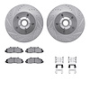 7412-54056 Drilled/Slotted Brake Rotors with Ultimate-Duty Brake Pads Kit & Hardware [Silver], 2000-2004 Ford/Lincoln/Mercury/Ma - image 1