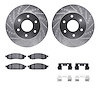 7412-67002 Drilled/Slotted Brake Rotors with Ultimate-Duty Brake Pads Kit & Hardware [Silver], 2004-2005 Infiniti/Nissan, Positi - image 1