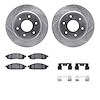 7412-67003 Drilled/Slotted Brake Rotors with Ultimate-Duty Brake Pads Kit & Hardware [Silver], 2005-2007 Infiniti/Nissan, Positi - image 1