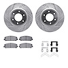 7412-67005 Drilled/Slotted Brake Rotors with Ultimate-Duty Brake Pads Kit & Hardware [Silver], Fits Select Infiniti/Nissan, Posi - image 1