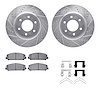 7412-68001 Drilled/Slotted Brake Rotors with Ultimate-Duty Brake Pads Kit & Hardware [Silver], Fits Select Infiniti/Nissan, Posi - image 1