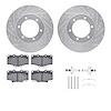 7412-76008 Drilled/Slotted Brake Rotors with Ultimate-Duty Brake Pads Kit & Hardware [Silver], 1991-1998 Lexus/Toyota/Scion, Pos - image 1