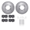 7412-76015 Drilled/Slotted Brake Rotors with Ultimate-Duty Brake Pads Kit & Hardware [Silver], 2003-2009 Lexus/Toyota/Scion, Pos - image 1