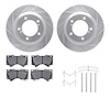 7412-76019 Drilled/Slotted Brake Rotors with Ultimate-Duty Brake Pads Kit & Hardware [Silver], Fits Select Lexus/Toyota/Scion, P - image 1