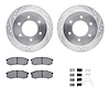 7412-92001 Drilled/Slotted Brake Rotors with Ultimate-Duty Brake Pads Kit & Hardware [Silver], 2015-2017 Mitsubishi, Position: R - image 1