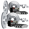 7414-40004 Drilled/Slotted Brake Rotors with Ultimate-Duty Brake Pads Kit & Hardware [Silver], 2003-2003 Mopar, Position: Front  - image 1