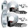 7414-40006 Drilled/Slotted Brake Rotors with Ultimate-Duty Brake Pads Kit & Hardware [Silver], 2003-2008 Mopar, Position: Front  - image 1