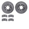 7502-01000 Drilled/Slotted Brake Rotors w/5000 Advanced Brake Pads Kit [Silver], 1995-2002 Suzuki, Position: Front - image 1