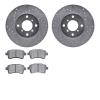 7502-01003 Drilled/Slotted Brake Rotors w/5000 Advanced Brake Pads Kit [Silver], 2002-2005 Suzuki, Position: Front - image 1