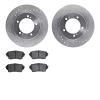 7502-01018 Drilled/Slotted Brake Rotors w/5000 Advanced Brake Pads Kit [Silver], 2004-2006 Suzuki, Position: Front - image 1