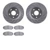 7502-01019 Drilled/Slotted Brake Rotors w/5000 Advanced Brake Pads Kit [Silver], 2006-2017 Suzuki, Position: Front - image 1