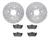 7502-01020 Drilled/Slotted Brake Rotors w/5000 Advanced Brake Pads Kit [Silver], 1989-1994 Suzuki, Position: Rear - image 1