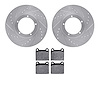 7502-02002 Drilled/Slotted Brake Rotors w/5000 Advanced Brake Pads Kit [Silver], 1967-1977 Porsche, Position: Front - image 1