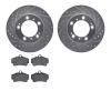 7502-02010 Drilled/Slotted Brake Rotors w/5000 Advanced Brake Pads Kit [Silver], 1997-2004 Porsche, Position: Rear - image 1