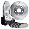 7502-02014 Drilled/Slotted Brake Rotors w/5000 Advanced Brake Pads Kit [Silver], 2019-2021 Porsche, Position: Front - image 1