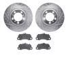 7502-02033 Drilled/Slotted Brake Rotors w/5000 Advanced Brake Pads Kit [Silver], 2019-2020 Porsche, Position: Front - image 1