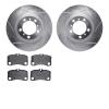 7502-02063 Drilled/Slotted Brake Rotors w/5000 Advanced Brake Pads Kit [Silver], 2007-2008 Porsche, Position: Rear - image 1