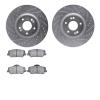 7502-03003 Drilled/Slotted Brake Rotors w/5000 Advanced Brake Pads Kit [Silver], 2011-2015 Kia/Hyundai/Genesis, Position: Front - image 1
