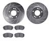 7502-03019 Drilled/Slotted Brake Rotors w/5000 Advanced Brake Pads Kit [Silver], 2011-2012 Kia/Hyundai/Genesis, Position: Front - image 1